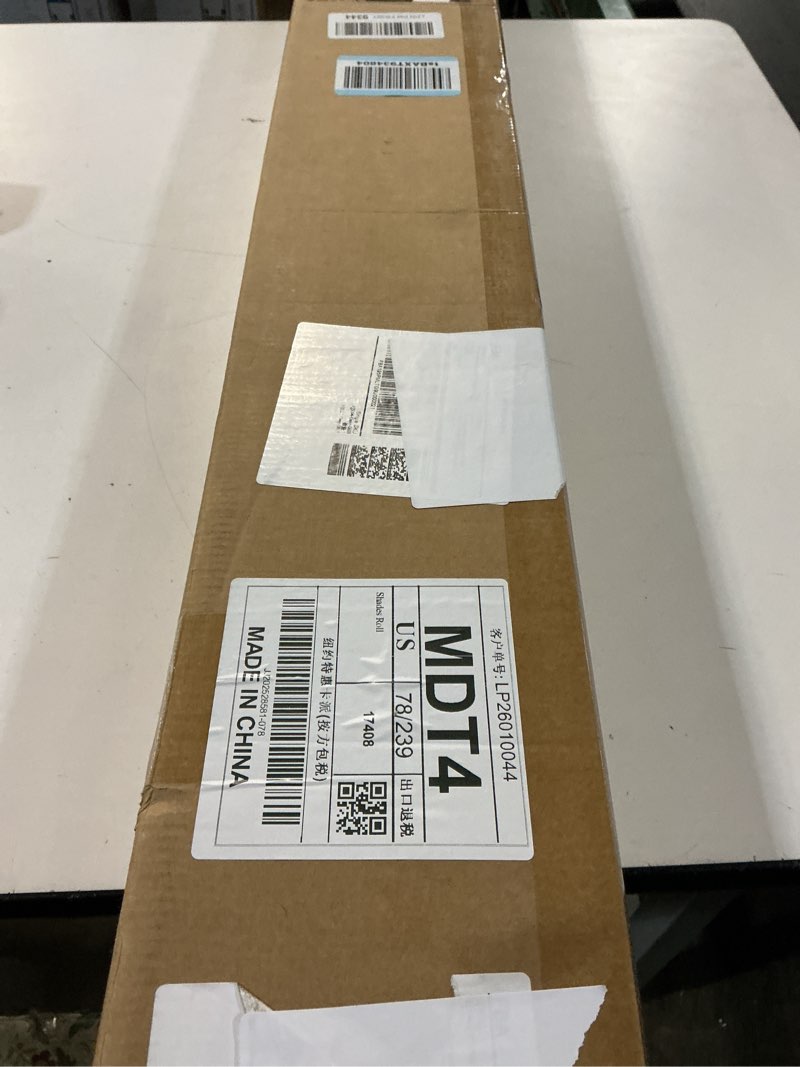 Condition photo showing New/Like New for grey outdoor roller shades 8' w x 8' h, exterior cordless patio shade roll up-down blinds spliced design (fixed 2 poles, one-full piece fabric sunshade) grey 96"w x 96"h
