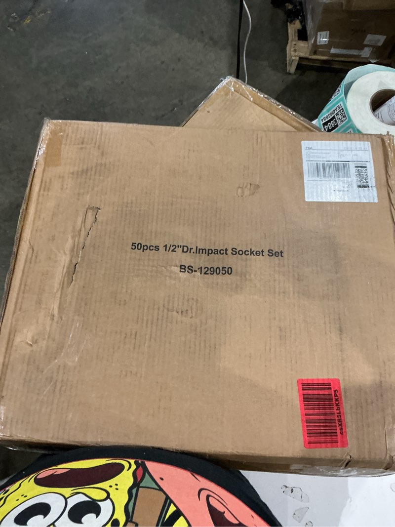 Condition photo showing As Is for boen 1/2" drive impact socket set, 50-piece metric (8-32mm) deep & standard sockets with paint-filled markings, includes extensions, adapter & universal joint