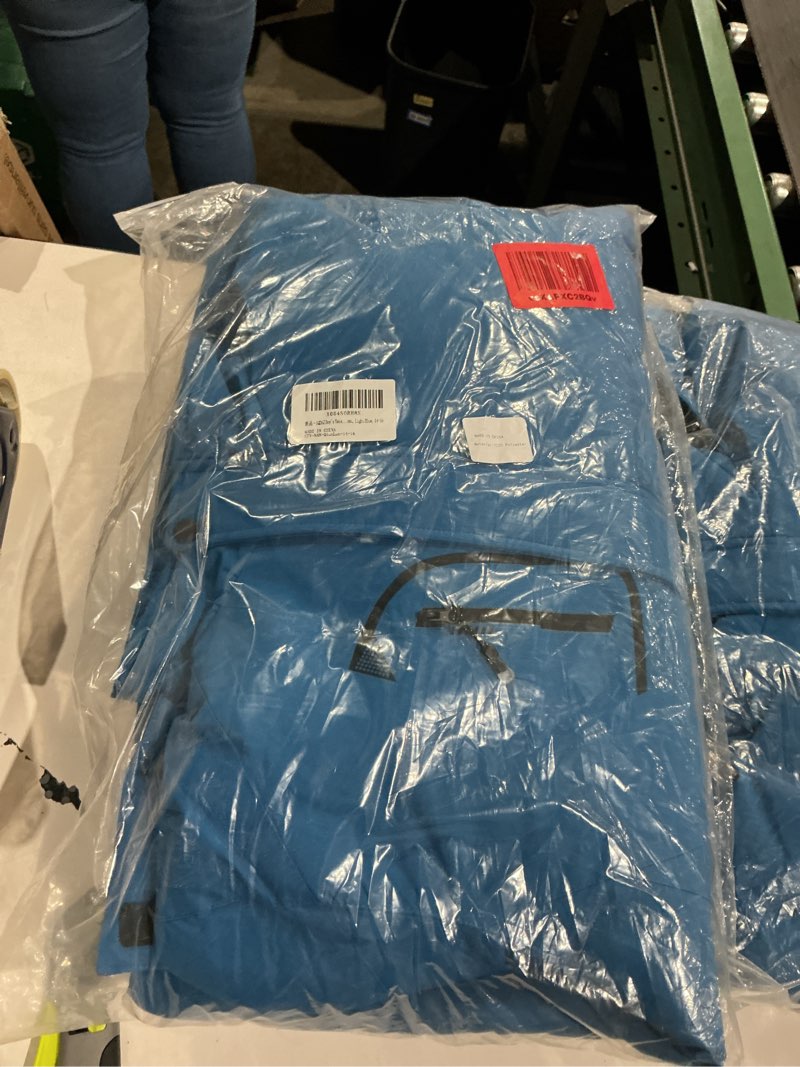 Condition photo showing New/Like New for boy's waterproof ski jacket, warm fleece lined winter snow windproof jackets, hooded ski coat light blue 10-12 years