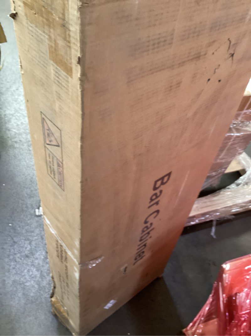 Condition photo showing New/Like New for wine bar cabinet with wine rack glass holder coffee bar storage cabinet, sideboard freestanding liquor cabinet bar for home kitchen living room, office, dining room with led lights black