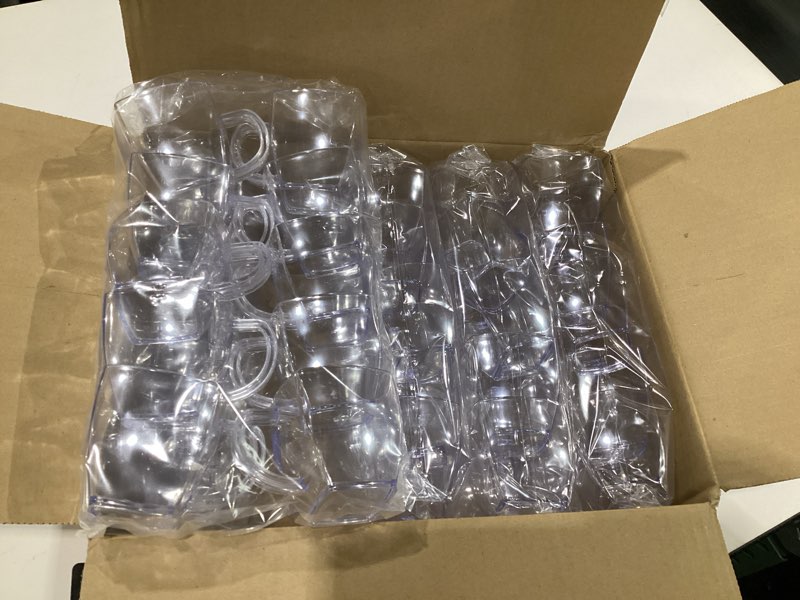 Condition photo showing Good Condition for Amyhill 50 Pcs 5 oz Disposable Tea Cups Bulk Mini Plastic Tea Cup Bulk with Handle Hard Coffee Mug Reusable Square Espresso Mugs for Party Wedding (Clear)