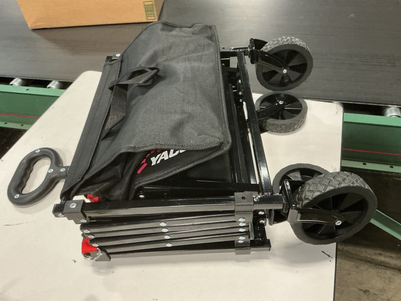 Condition photo showing As Is for Wagons Carts Foldable, Lightweight Portable Utility Shopping Cart with Wheels, Folding Grocery Wagon Cart for Grocery, Camping, Shopping, Beach, Garden, Sports Black 100L Black