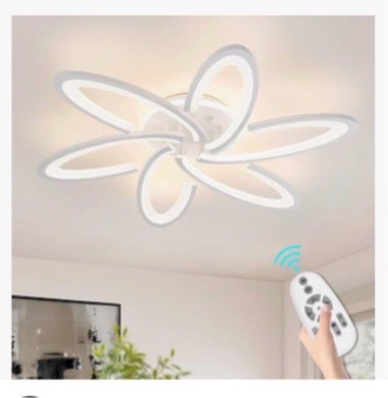 HLILCEH 66W Modern LED Ceiling Light, 5 Rings Flower Flush Mount Light Fixture with Remote Control C