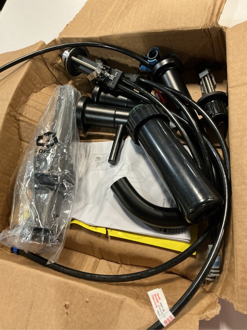 Condition photo showing As Is for  allen + roth harlow simplefit matte black widespread 2-handle watersense mid-arc