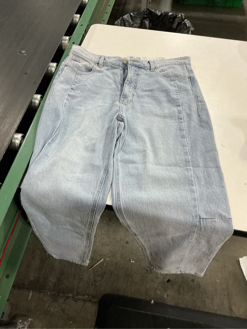 Condition photo showing As Is for ( size 10)bell bottom jeans for women ripped high waisted classic flared denim pants x-large light blue2402