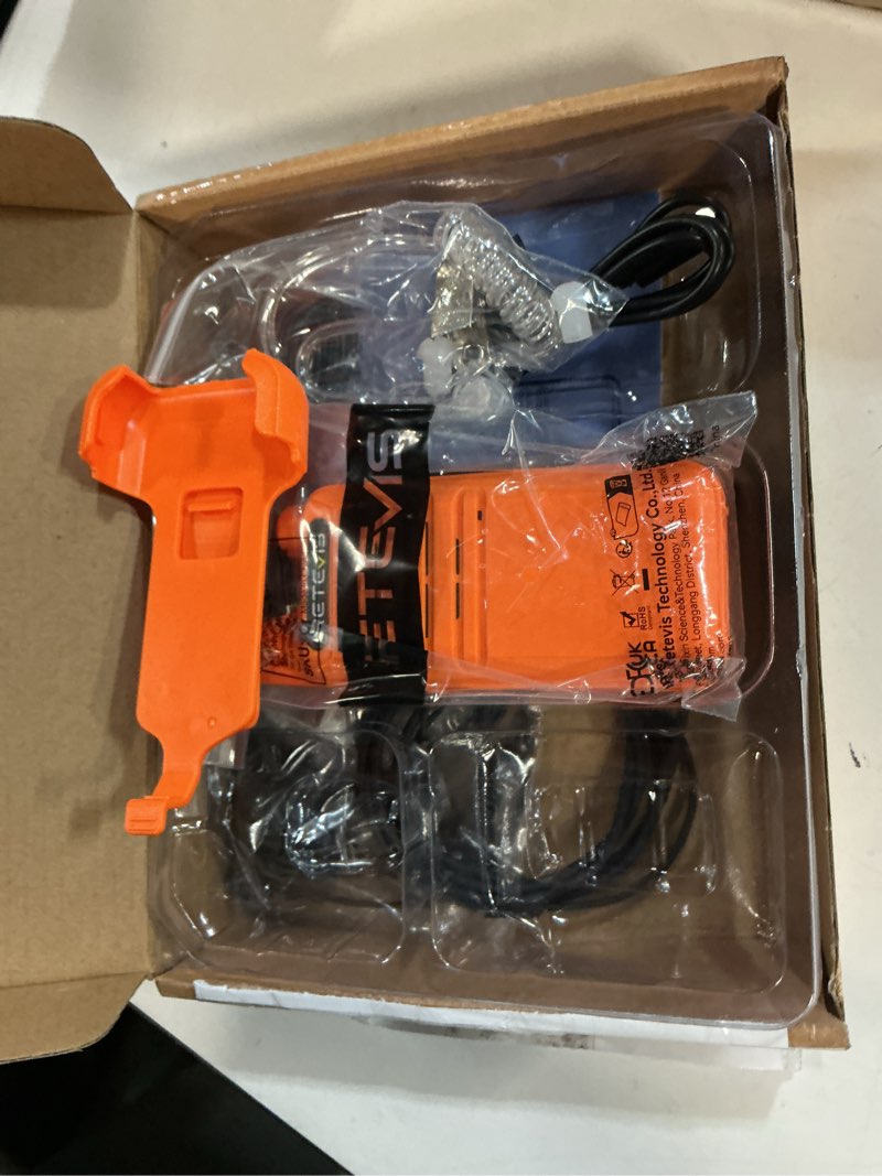 Condition photo showing As Is for retevis rt22 walkie talkies, portable two way radio long range rechargeable, mini walkie talkies with earpiece, vox handsfree, type-c charging for family outdoor camping driving(2 pack, orange)