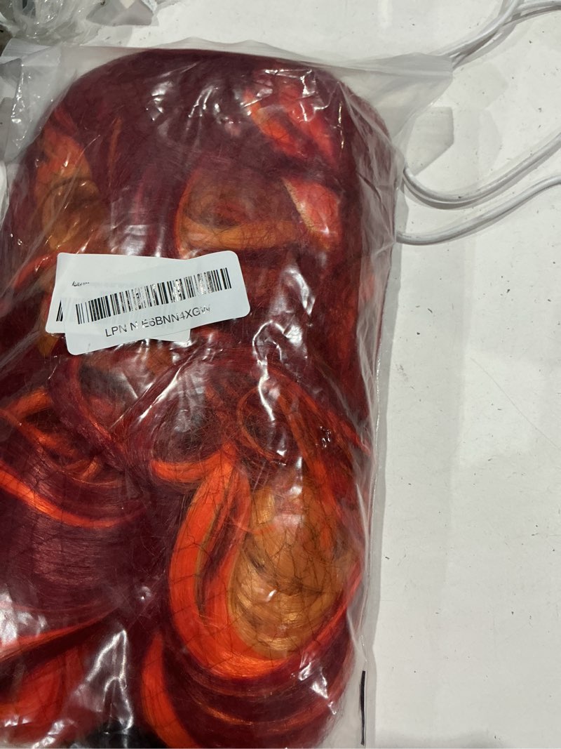 Condition photo showing Good Condition for anogol hair cap+lolita wig for women wine red mixed with orange cosplay wig with ponytails long curly wigs with bangs wine red mixed with orange ponytails wig anime outfit for halloween party wig