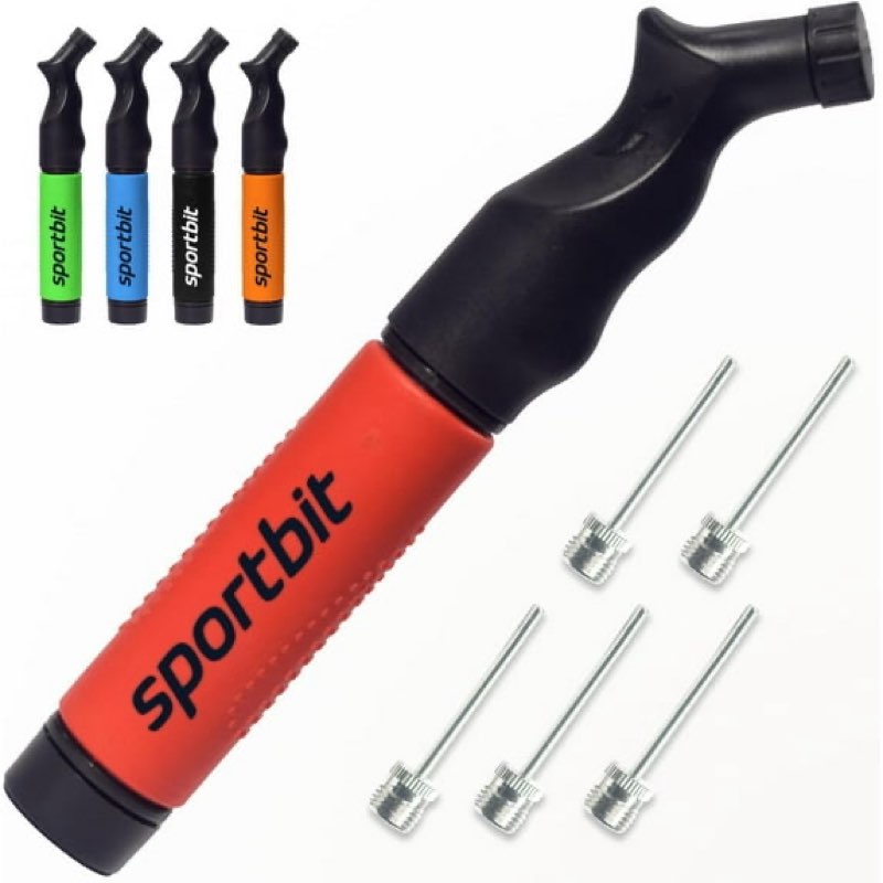 sportbit ball pump with 5 needles - push & pull inflating system - great for all sports balls - goes with needles set