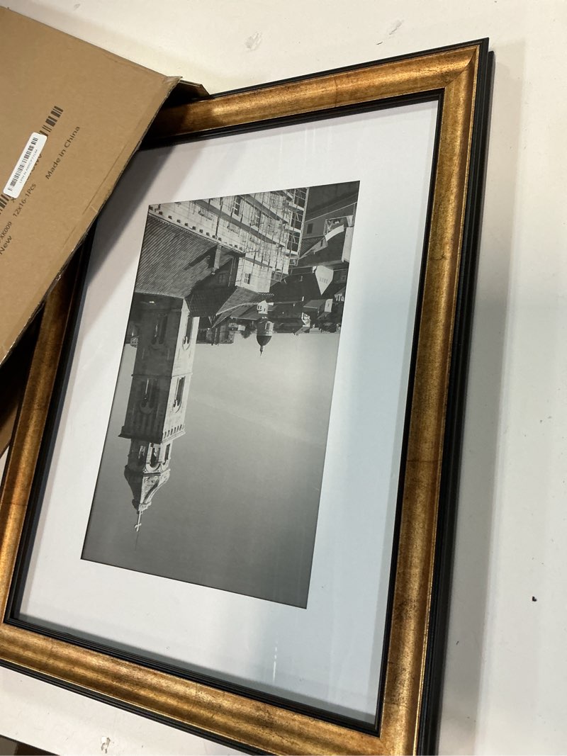 Condition photo showing Good Condition for 12x16 Antique Bronze Vintage Picture Frame, Ornate Vintage Picture Frames for Wall or Tabletop Display, 12 x 16 Photo Frame with Real Glass, Display Poster 8.5x11 with Mat or 12x16 without Mat for Antique Déco