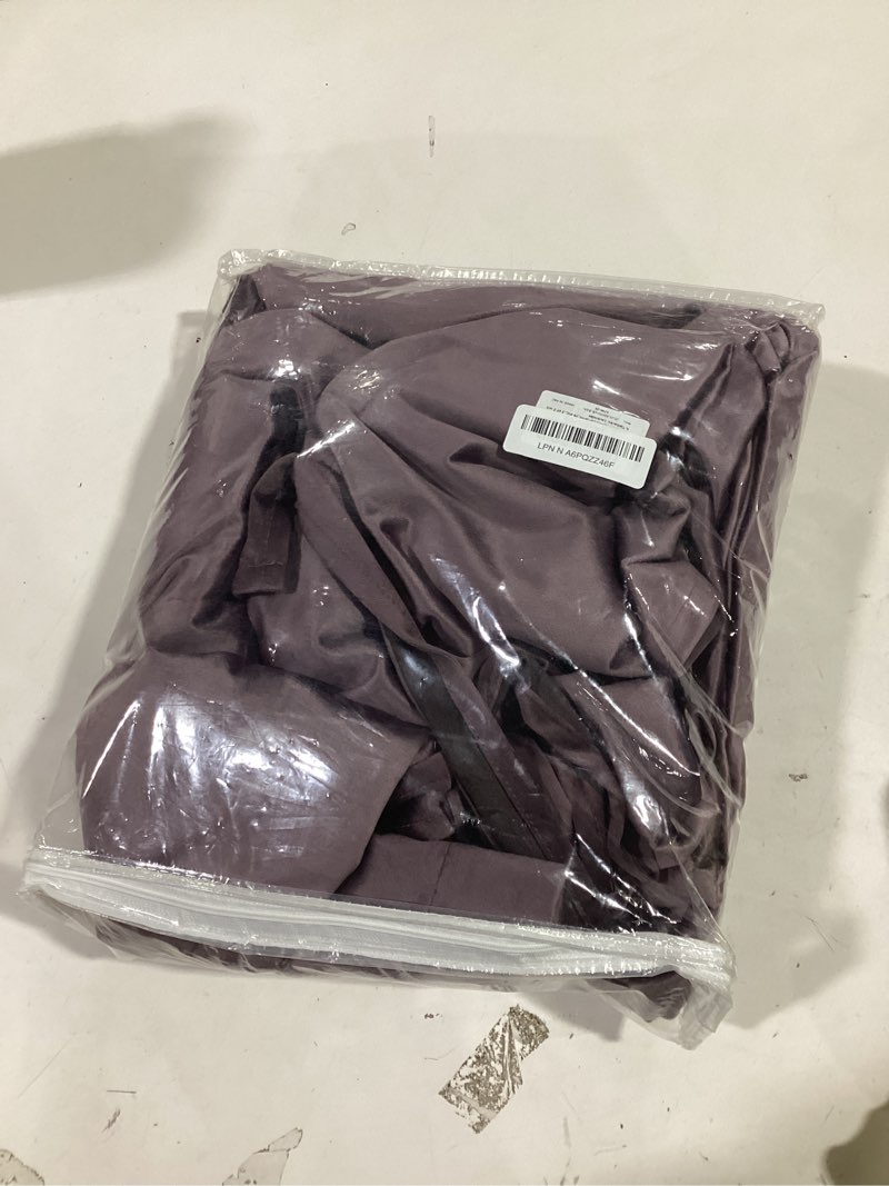 Condition photo showing item condition for JIUZHEN Velvet Curtains 96 inches - Room Darkening Thermal Insualted Super Soft Velvet Textured Grommet Drapes for Living Room/Bedroom, 52W x 96L, Set of 2 with Tiebacks, Lavender 52"W x 96"L (Pack of 2) Lavender
