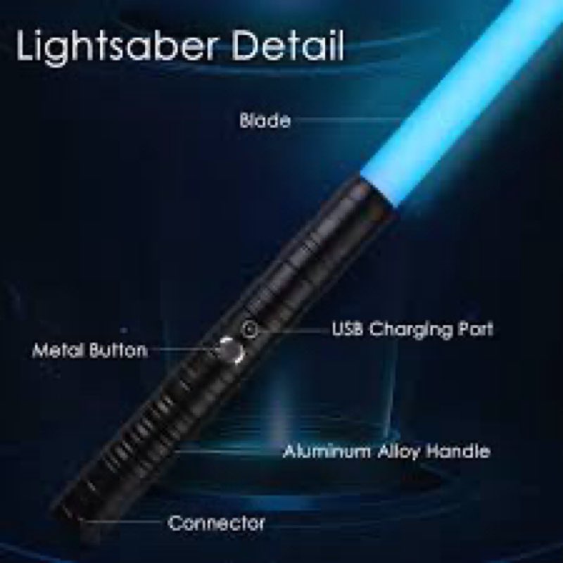 2 Pack Rechargeable Lightsabers with Connector, Metal Hilt Light Sabers, Durable PC Blade, USB Charg