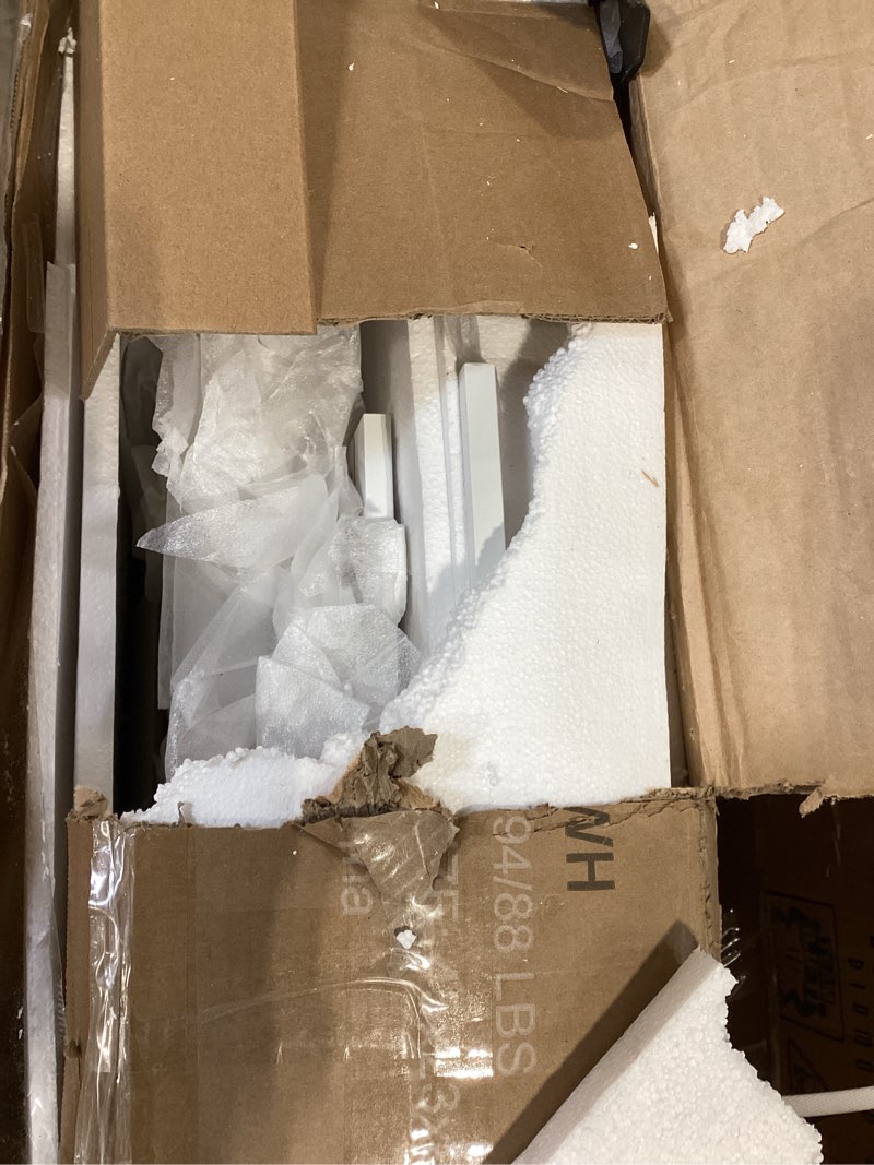 Condition photo showing New/Like New for Garvee Vanity Desk with Mirror and Light, Modern Makeup Dressing Table with Adjustable 3 Colors Light, Vanities for Bedroom with 2 Glass Cabinet, 2 Large Cabinet, 3 Drawers & Storage Shelves, Natural