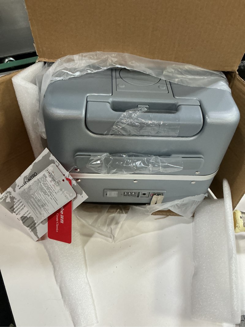 Condition photo showing Good Condition for hanke 20 inch carry on luggage with cup holder and charge,top opening hard shell suitcases with wheels and dividers,aluminum frame trunk luggage small suitcase with lock for travel,gray gray carry on 20-inch