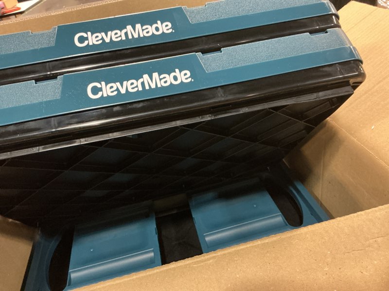 Condition photo showing Good Condition for clevermade collapsible storage bins - ocean 3 pack 32l / 8 gal holds 66 lbs - stackable containers heavy duty capacity folding crates space-saving ocean 32l - 3 pack