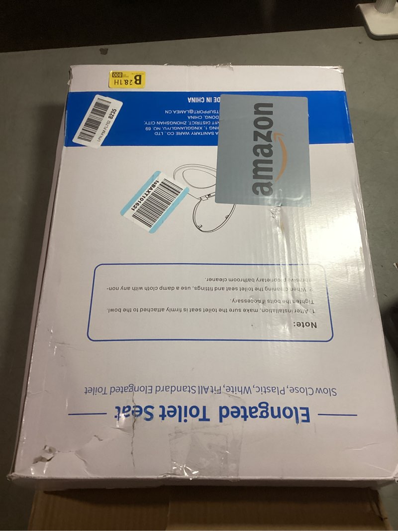 Condition photo showing As Is for wssrogy toilet seat elongated with slow close hinges, four bumpers never loosen and easily remove, two sets of parts, plastic, white elongated white - adult seat