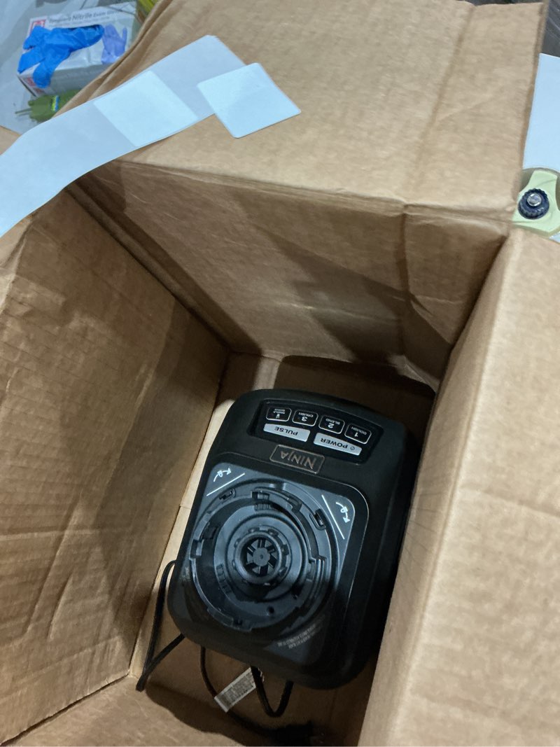 Condition photo showing As Is for ninja kitchen system | 8-cup food processor bowl & 72 oz. blender all-in-one | with (2) 16 oz. to-go cups | for smoothies, ice crushing, dough & more | 1500 watt | black | bl770 pitcher + bowl + (2) 16-oz. cups