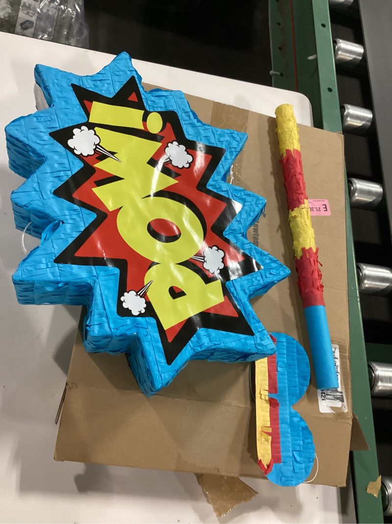 Condition photo showing New/Like New for Comic Book Pop Piñata for Birthday Party Colorful Piñata with Stick, Blindfold, Confetti for Adults Birthday Baby Shower Party Supplies Action Style