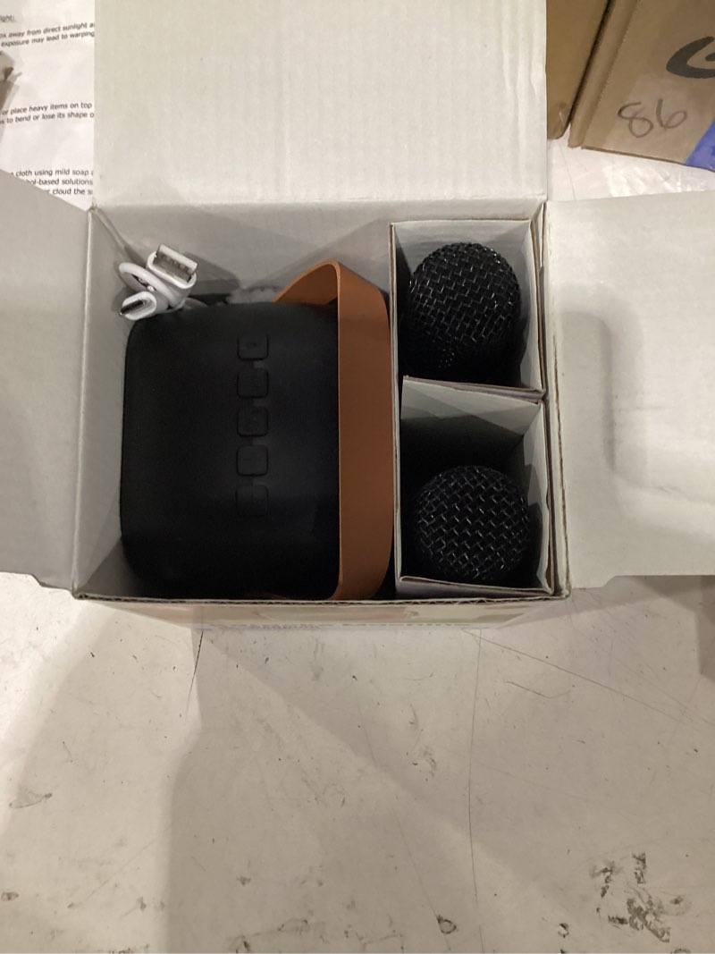 Condition photo showing Good Condition for mini karaoke machine, portable bluetooth karaoke speaker with 2 wireless microphones and party lights for kids and adults, birthday gifts for girls boys family home party black