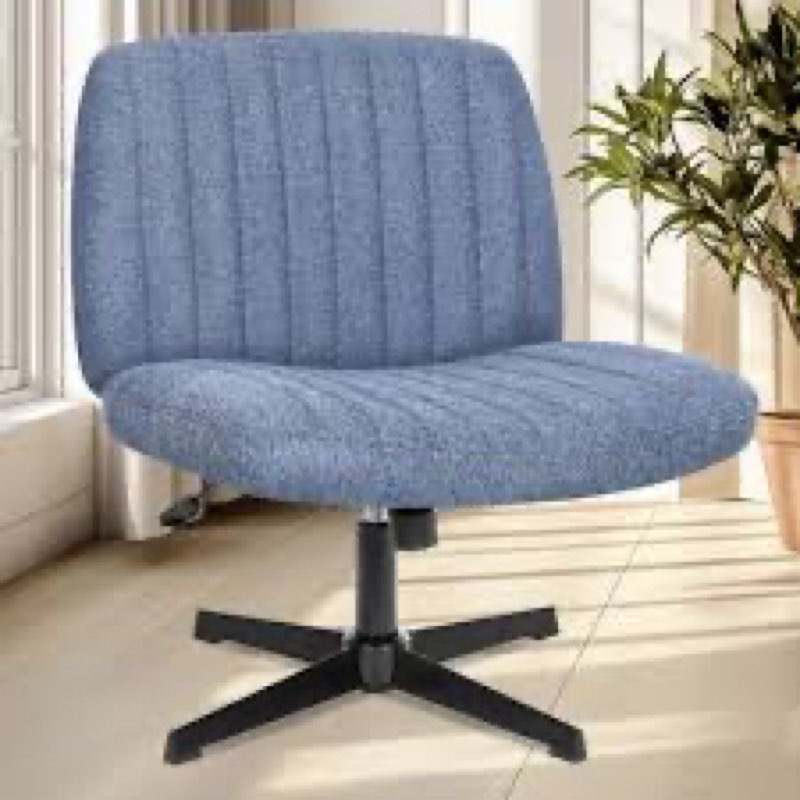Taneha Wide Seat Armless Criss Cross Legged Office Desk Chair