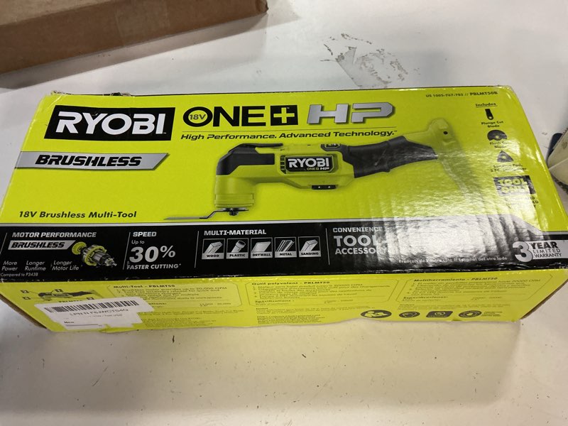 Condition photo showing New/Like New for ryobi pblmt50b one+ hp 18-volt brushless cordless multi-tool (tool only) | battery and charger sold separately