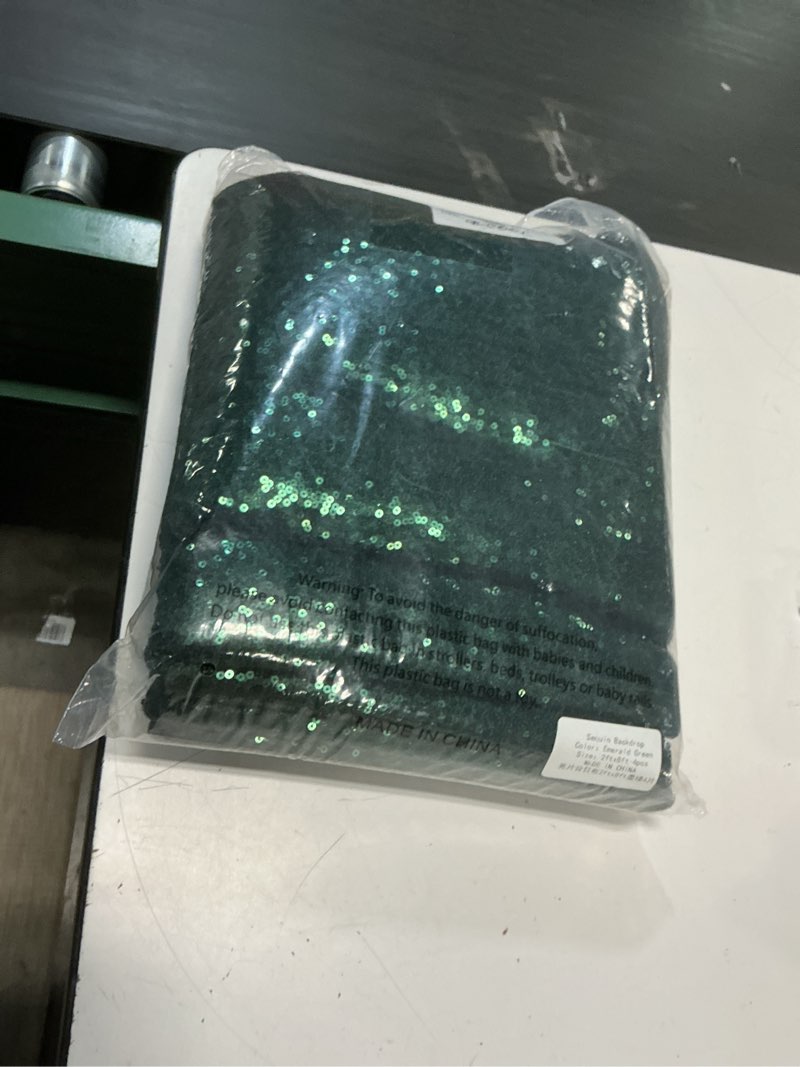 Condition photo showing Good Condition for b-cool emerald green sequin backdrop curtains 4 packs 2ftx8ft sparkle backdrop fabric glitter backdrop for party ceremony wedding birthday decoration emerald green 2ft x 8ft 4pack