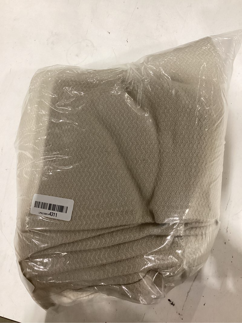 Condition photo showing Good Condition for bedsure gentlesoft 100% cotton blanket queen size for bed - cooling breathable and lightweight, soft cozy textured herringbone woven summer blanket for home decor, linen beige, 90x90 inches 01 - linen beige queen