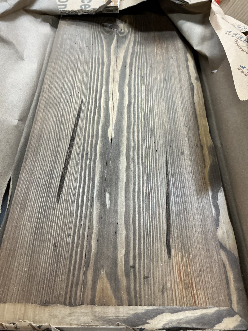 Condition photo showing Good Condition for Fireplace Mantel,60 inch Rustic Wood Floating Mantel Shelves for Electric Fireplaces,Solid Wood Farmhouse Mantle for Over Fireplace (Distressed Walnut, 60x8x5) Distressed Walnut 60''x8"x6''