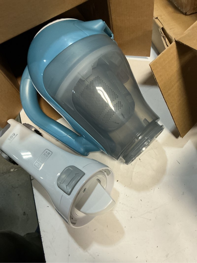 Condition photo showing New/Like New for black+decker dustbuster advancedclean handheld vacuum cordless, compact home and car vacuum with crevice tool, rotating nozzle and charging station, large dust bowl (chv1410l)
