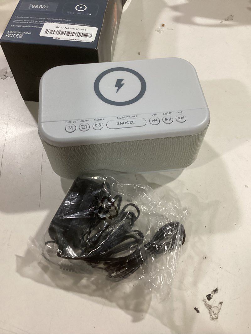 Condition photo showing Good Condition for Alarm Clock Speaker Wireless Charger, Digital Alarm Clocks Bedrooms Bluetooth, Alarm Clock Dimmable Light Bedrooms Dual Alarm Snooze Dimmer 12 24H RGB Night Light Bluetooth USB AUX, Gray