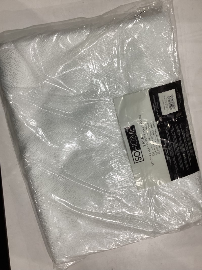 Condition photo showing New/Like New for TOWN & COUNTRY BASICS Sohome Zara Modern Jacquard, Sheer Curtains, Light Filtering, Hidden Tab Top, 2-Pack Set, 54"x96", White White 54"W x 96"L (Pack of 1)