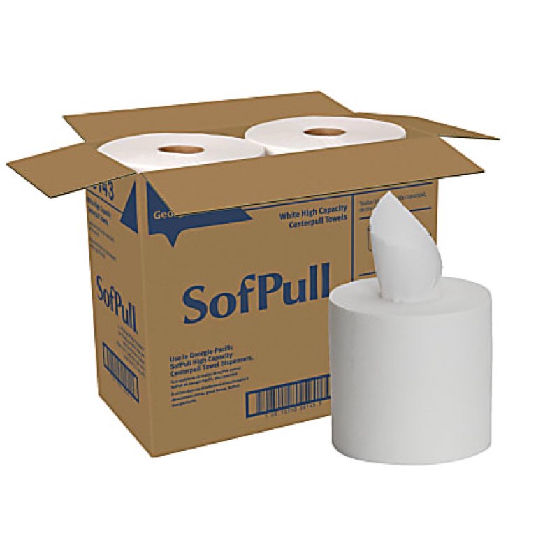 SofPull® by GP PRO, 1-Ply, Centerpull Perforated Towels, White, 4 Rolls Per Case, 567 Sheets Per Roll