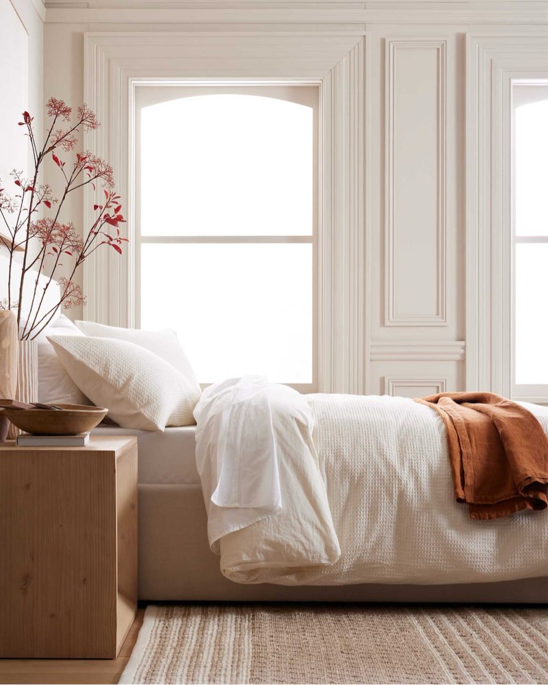 Quince, European Organic Luxe Honeycomb Duvet Cover, set of 3(KING)Undyed