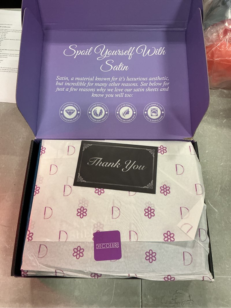 Condition photo showing Good Condition for decolure satin bed sheets - 4 piece luxury silky king size bedding set - softer than silk, wrinkle-free with 15” deep pocket fitted sheet, perfect for hair & skin, gifts for women (sea teal)