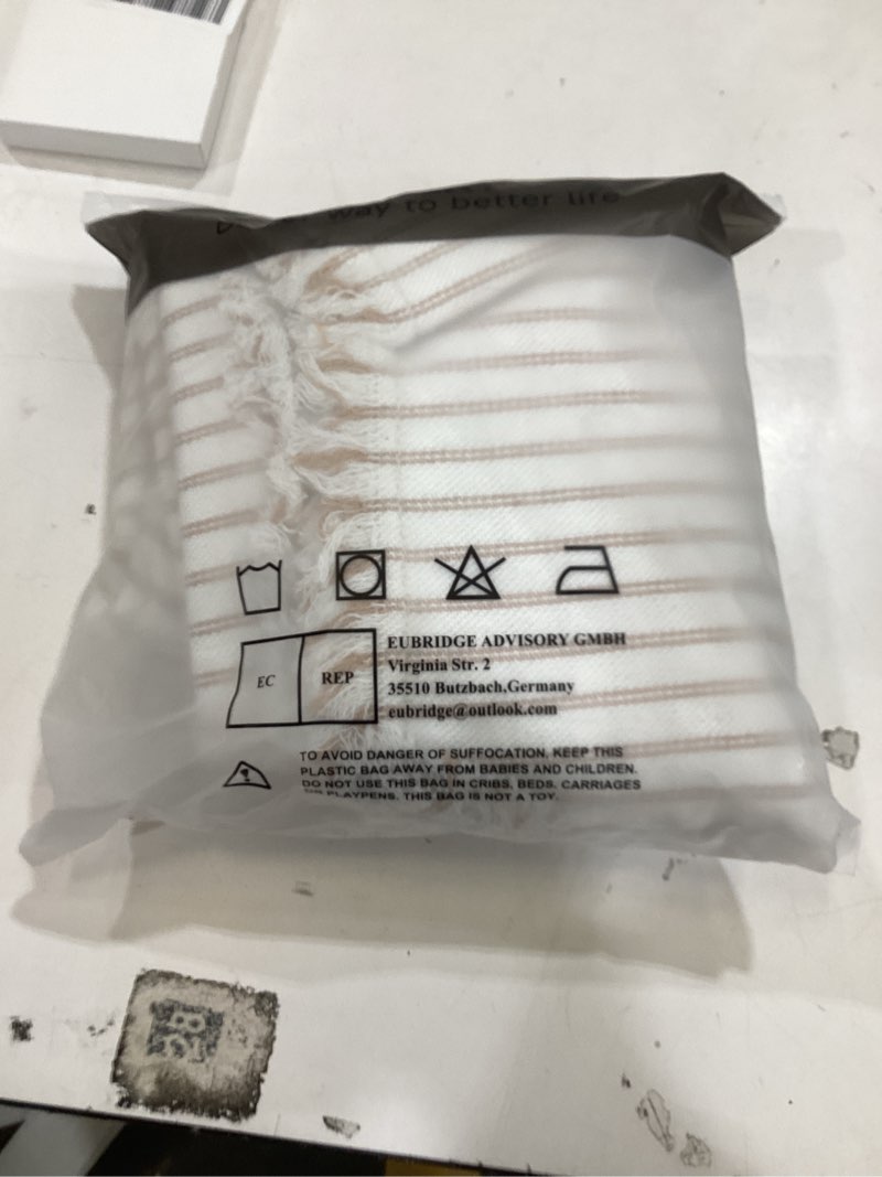 Condition photo showing Good Condition for ZWJD Throw Pillow Covers 26x26 Set of 2 Striped Pillow Covers with Fringe Chic Cotton Decorative Pillows Square Cushion Covers for Sofa Couch Bed Living Room Farmhouse Decor Khaki 26" x 26" (Pack of 2)