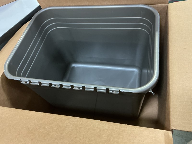 Condition photo showing As Is for Petmate Enclosed Cat Litter Boxes with Hinged Lid and Wide Top Entry Opening, Cat Litter Box Enclosure with Filter Lid, Made in USA, Scoop not Included 1 Count (Pack of 1) Gray