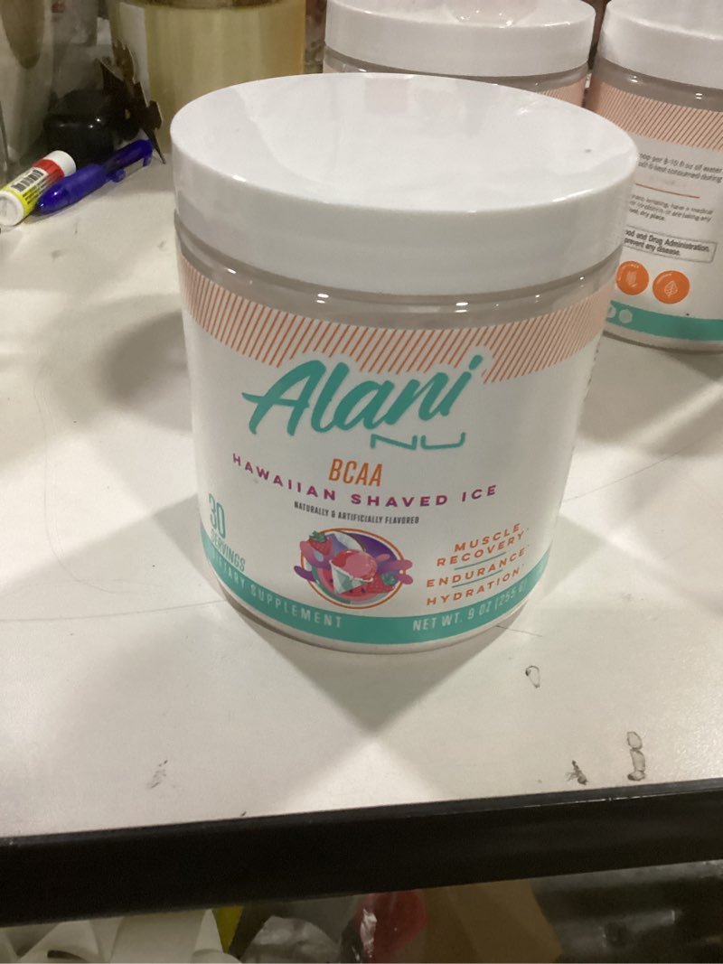Condition photo showing New/Like New for (Similar to) Alani Nu BCAA Hawaiian Shaved Ice | Branch Chain Essential Amino Acids | 2:1:1 Formula | Supplement Powder | Muscle Recovery Vitamins for Post-Workout | 30 Servings