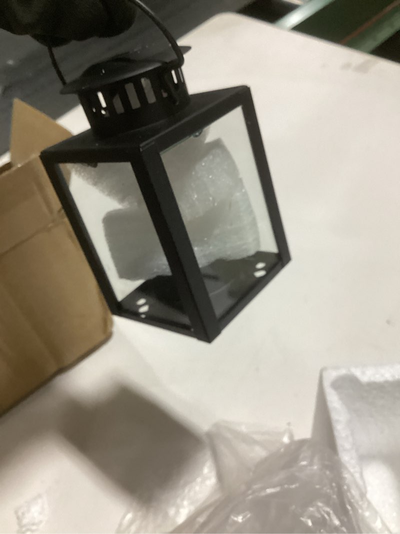 Condition photo showing Good Condition for Nuptio Decorative Candle Lanterns for Garden: 2 Pcs Vintage Style Hanging Small Lantern for Tealight Candles, Black Tea Light Holders for Indoor Outdoor Events Birthday Party Wedding 2 pieces Black