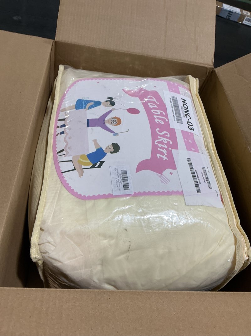 Condition photo showing Good Condition for leegleri 6 pk 8ft ivory tulle tablecloth for rectangle tables, 2-in-1 cream table covers with tulle skirt,wrinkle free stretchy ruffle tulle table cloths fitted for wedding party banquet vendor ivory 8ft_6 pack