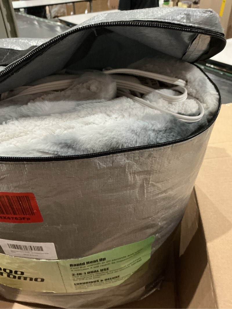 Condition photo showing As Is for goqo tomo heated weighted blanket, with premium glass beads 60" x 80" electric heating blanket 2 in1 blanket with 12 heating levels for adults home use gradient gray-h6080 grey 60" x 80"