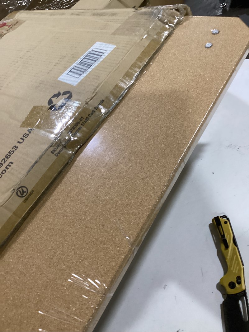 Condition photo showing Good Condition for u brands cork canvas bulletin board, 24" x 18", self healing, natural cork surface, frameless (2873u00-01)