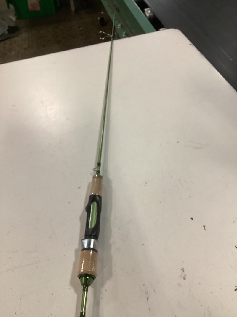 Condition photo showing As Is for littma wild streams ultralight spinning&casting trout rod, 2-piece fishing rod for crappie, panfish & micro fishing, green carbon fiber blank with cork handle, 5’6”/6’/6’6”/7’ green 5'6"-spin-ultralight (2pcs)