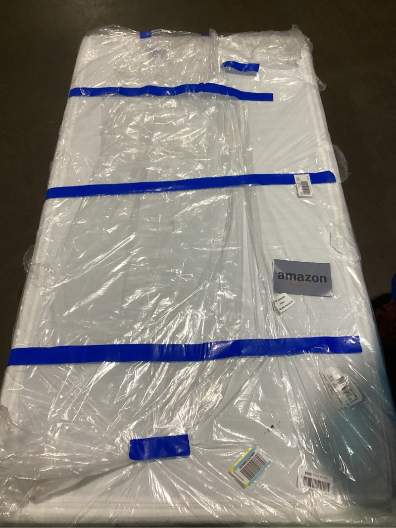 Condition photo showing As Is for lucid 8 inch memory foam mattress - medium firm feel - infused with refreshing bamboo charcoal and cooling gel - bed in a box - temperature regulating - pressure relief - breathable - twin size twin 8" medium firm