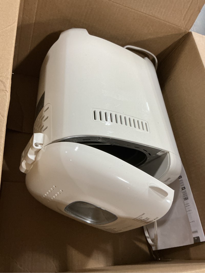 Condition photo showing As Is for Amazon Basics Programmable Bread Maker, 2 Pound Non-Stick Automatic Bread Making Machine, 14 Settings for Breads, Doughs, Gluten-Free Options and More, LCD Display, White