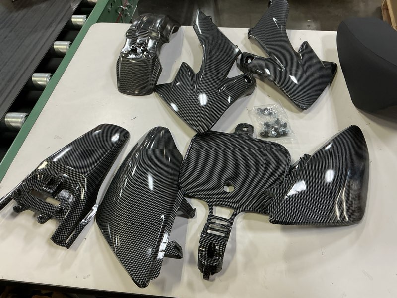 Condition photo showing Good Condition for pro bat 7 pcs carbon fibre plastic fairing fender kit crf 50 crf50 125cc apollo dirt pit bike, black black cf