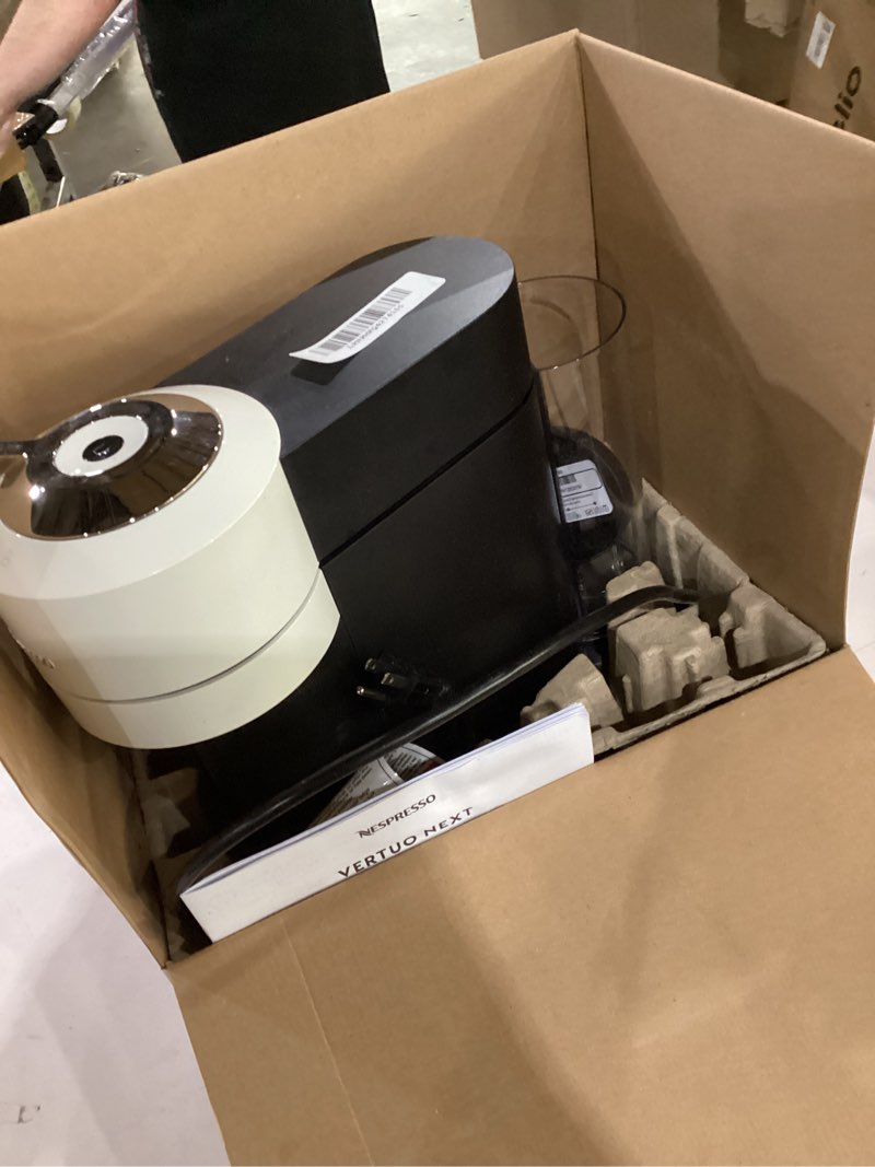 Condition photo showing As Is for nespresso vertuo next coffee and espresso maker by de'longhi, white machine only white