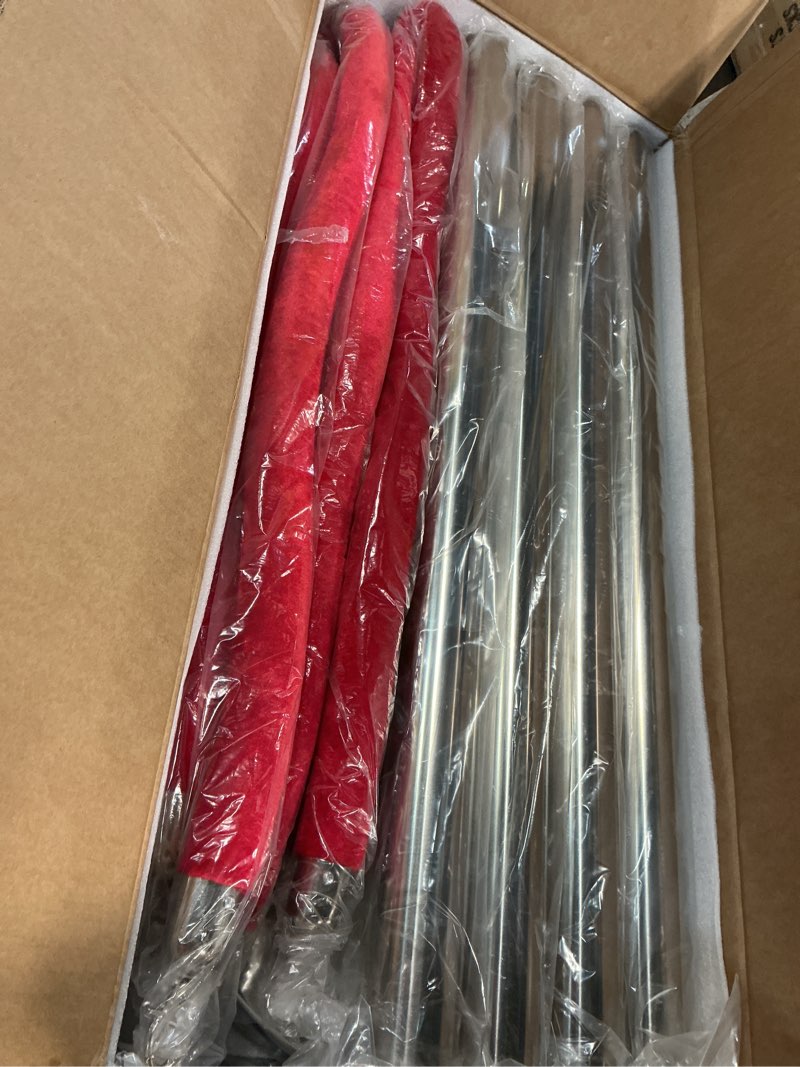 Condition photo showing Good Condition for new - kaiyom 4pcs stand ons posts with red velvet lopes et, 5 reet crowd control barrier kit for rec carpet party decoration and ribbon cutting ceremony (silver) 