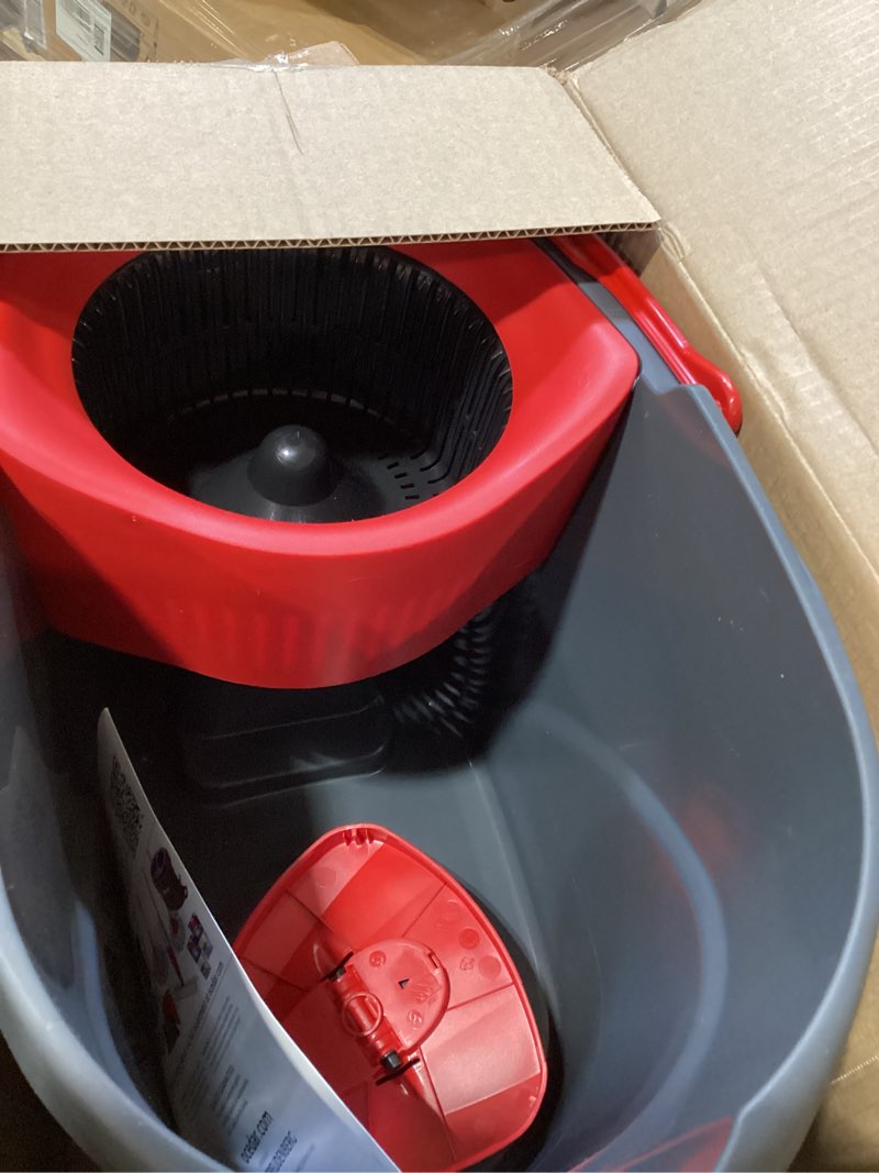 Condition photo showing As Is for O-Cedar EasyWring Microfiber Spin Mop, Bucket Floor Cleaning System, Red, Gray, Standard Easywring Spin Mop & Bucket