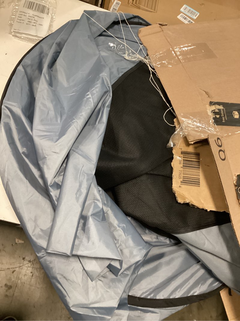 Condition photo showing As Is for eighteentek xlarge popup portable dog houses, 5.3'x4'h assembly-free gazebo-style dog cot cat playpen screen pet tent sun shade shelter dog bed with canopy for outdoor, anti-bugs with leakproof bottom gray xlarge, 5.3' x 5.3' x 4'h