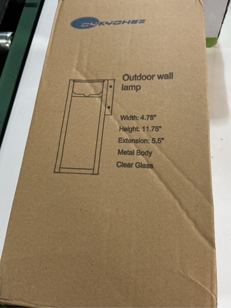 Condition photo showing New/Like New for porch lights outdoor wall sconce, outdoor light with gfci outlet, waterproof exterior wall lantern light fixtures, anti-rust wall lamp with clear glass for patio doorway garage- black, 1 pack black 1-pack (with outlet) no sensor, standard