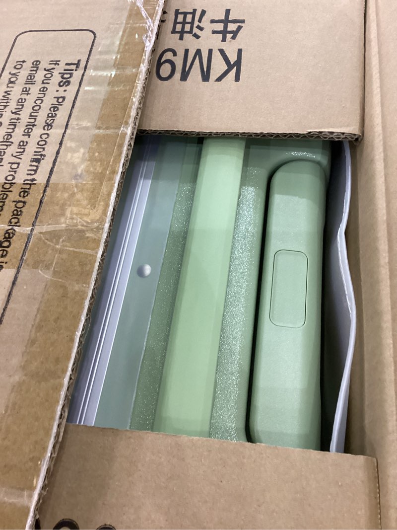 Condition photo showing New/Like New for mixi Carry On Luggage, 18” Suitcase with Front Pocket, Travel Luggage Aluminum Frame PC Hardside with Spinner Wheels & TSA Lock and Cover (Not for Underseat), Avocado Green Avocado Green 18-inch
